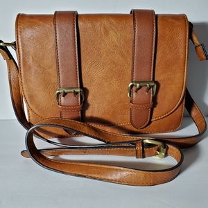 Brown Leather Shoulder Crossbody Bag Adjustable